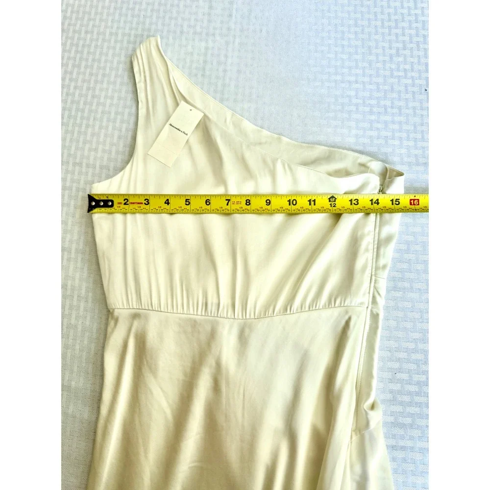 Abercrombie & Fitch One Shoulder Satin Maxi Dress Cream Small Tall ST New